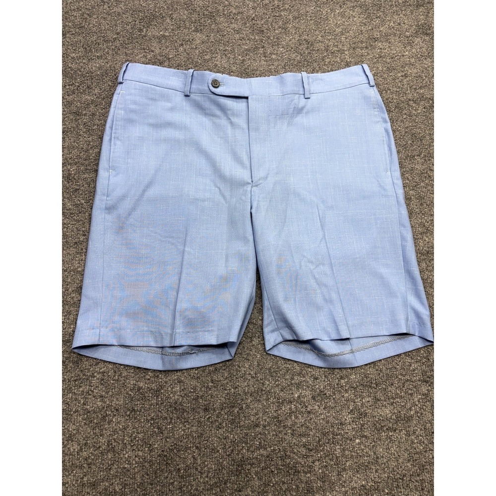RC by Tom James Mens Size 37 Light Blue Textured Flat Front Tailored Shorts Top - Picture 1 of 5